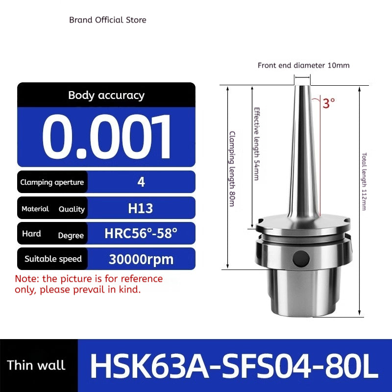 10022 HSK63 SFS Heat shrink holder Thin wall heat shrink holder Thin wall sintered handle Integrated SFS holder Shandong Denso Pricision Tools Co.,Ltd.